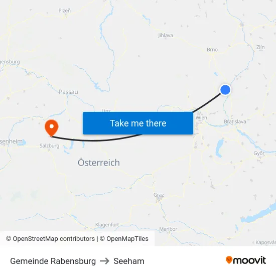 Gemeinde Rabensburg to Seeham map