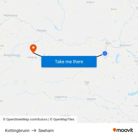 Kottingbrunn to Seeham map