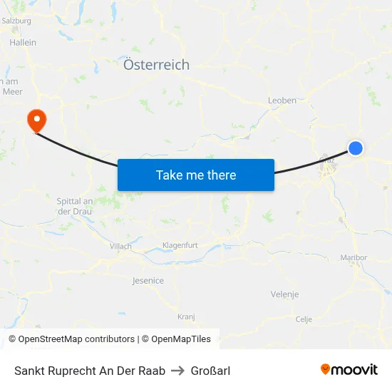 Sankt Ruprecht An Der Raab to Großarl map