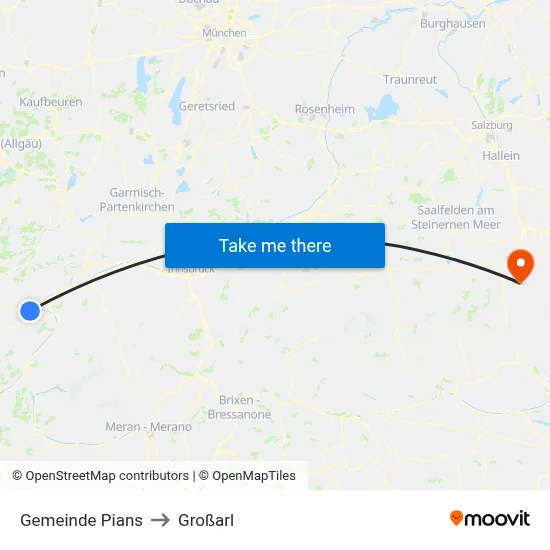 Gemeinde Pians to Großarl map