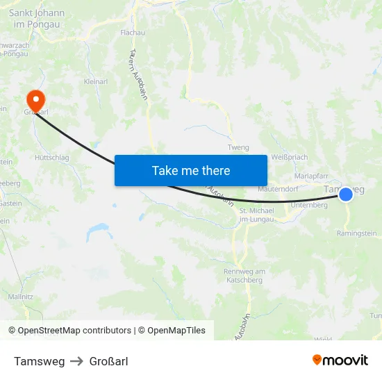 Tamsweg to Großarl map