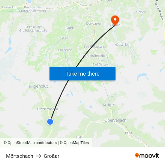Mörtschach to Großarl map