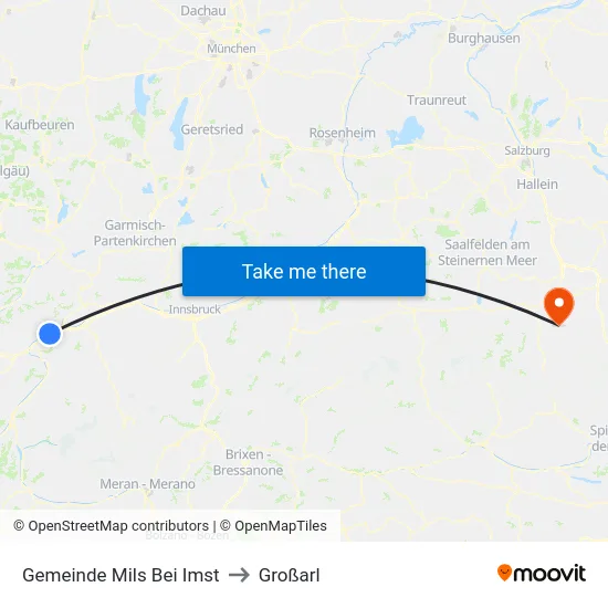 Gemeinde Mils Bei Imst to Großarl map