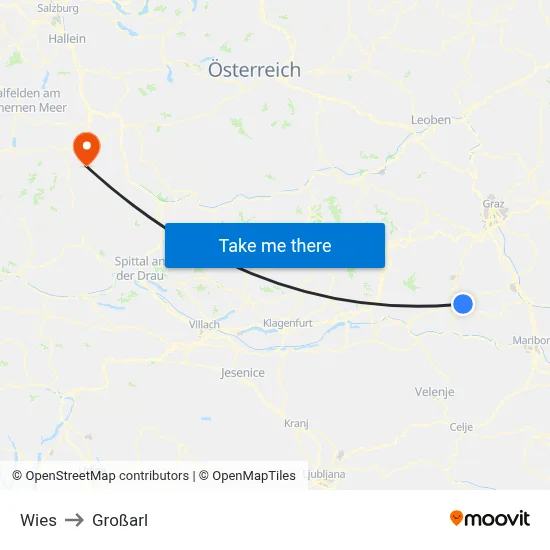 Wies to Großarl map