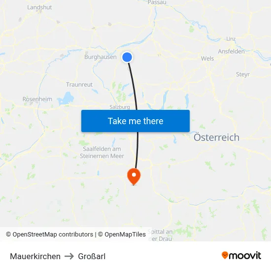 Mauerkirchen to Großarl map