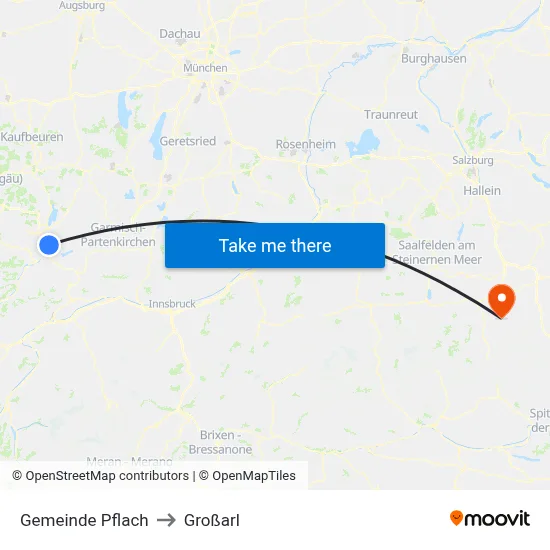 Gemeinde Pflach to Großarl map