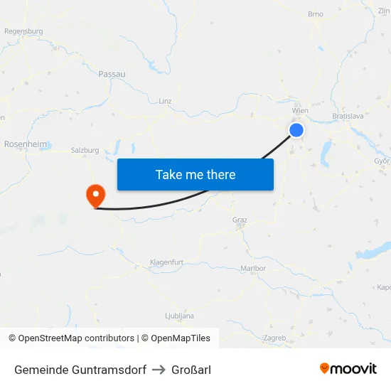 Gemeinde Guntramsdorf to Großarl map