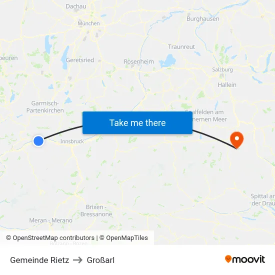 Gemeinde Rietz to Großarl map