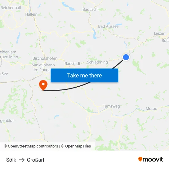 Sölk to Großarl map