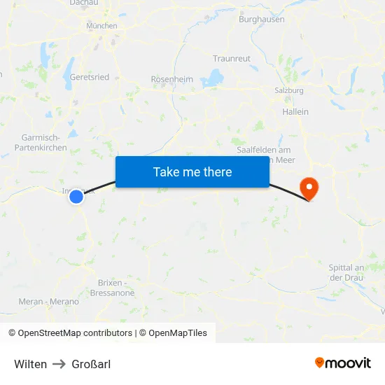 Wilten to Großarl map