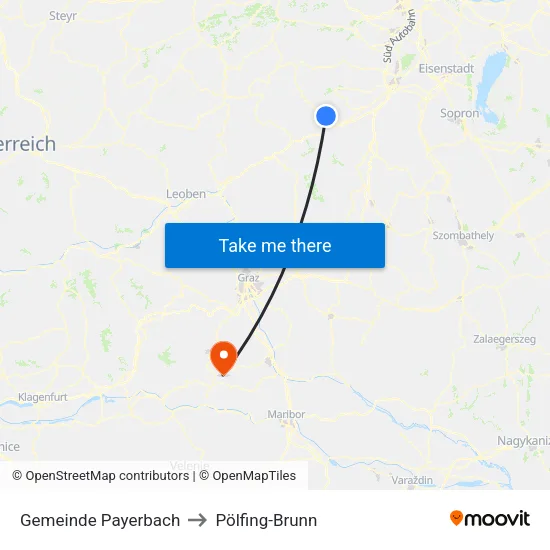 Gemeinde Payerbach to Pölfing-Brunn map