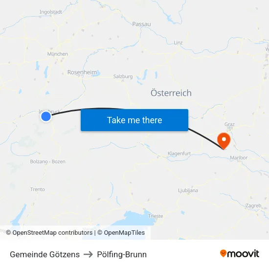 Gemeinde Götzens to Pölfing-Brunn map