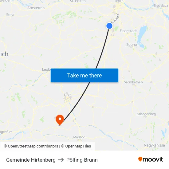 Gemeinde Hirtenberg to Pölfing-Brunn map