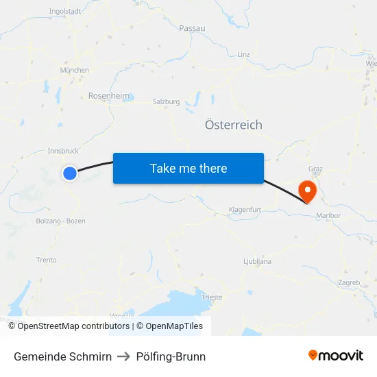 Gemeinde Schmirn to Pölfing-Brunn map