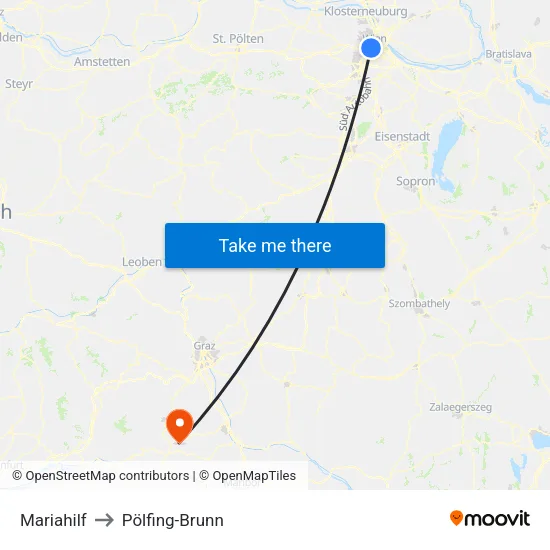 Mariahilf to Pölfing-Brunn map