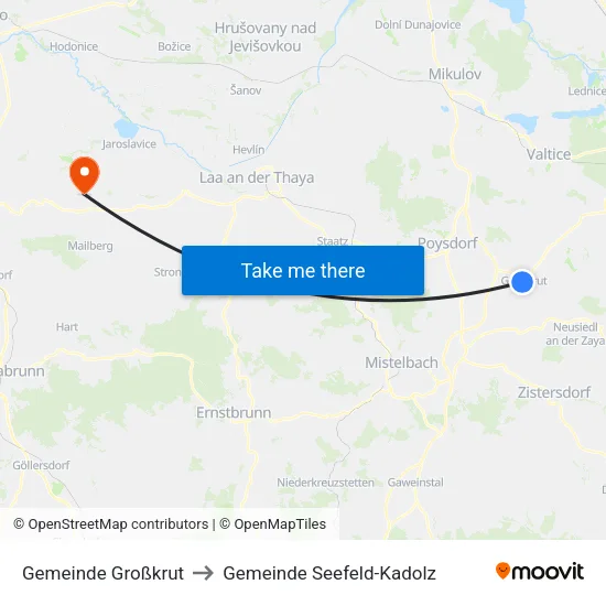 Gemeinde Großkrut to Gemeinde Seefeld-Kadolz map