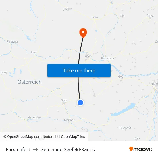 Fürstenfeld to Gemeinde Seefeld-Kadolz map