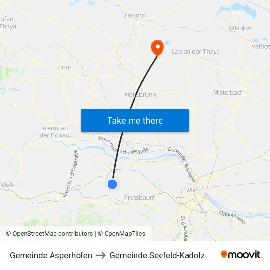 Gemeinde Asperhofen to Gemeinde Seefeld-Kadolz map
