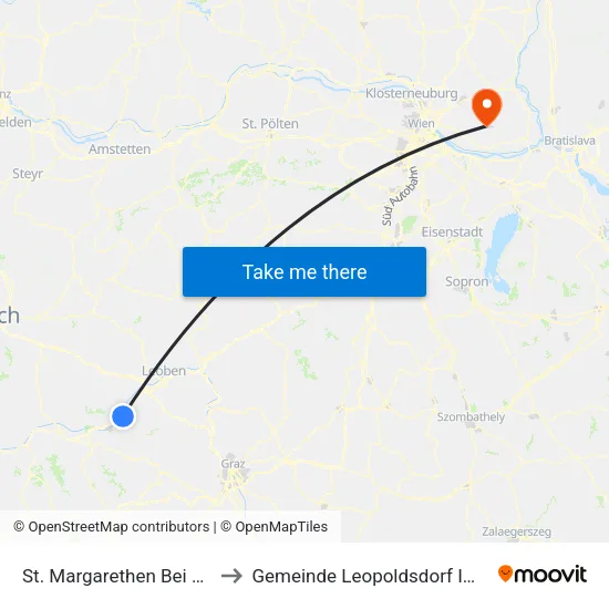 St. Margarethen Bei Knittelfeld to Gemeinde Leopoldsdorf Im Marchfeld map