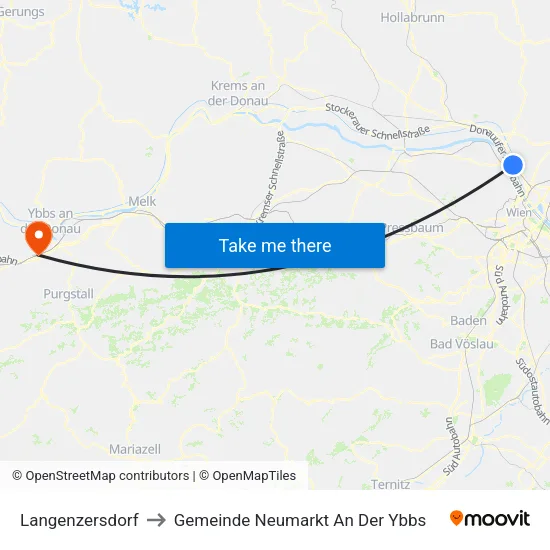 Langenzersdorf to Gemeinde Neumarkt An Der Ybbs map