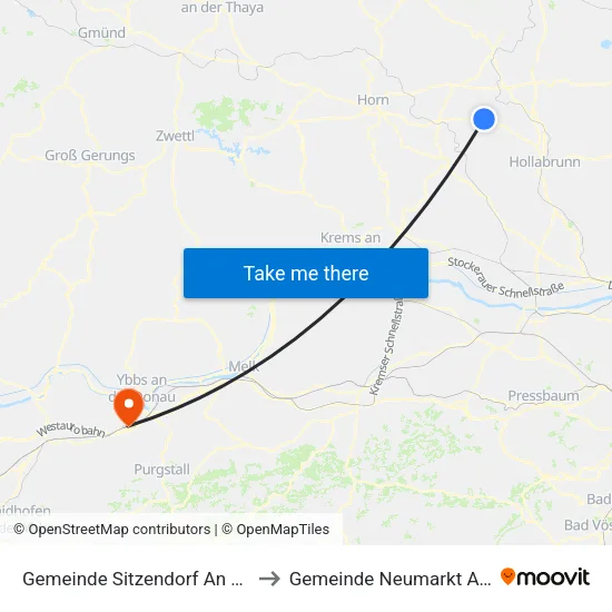 Gemeinde Sitzendorf An Der Schmida to Gemeinde Neumarkt An Der Ybbs map