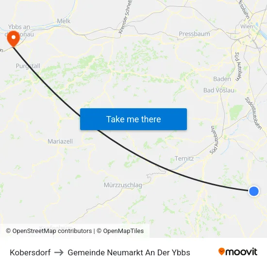 Kobersdorf to Gemeinde Neumarkt An Der Ybbs map