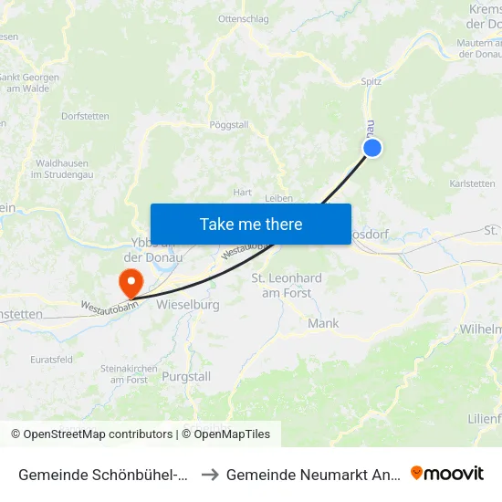Gemeinde Schönbühel-Aggsbach to Gemeinde Neumarkt An Der Ybbs map