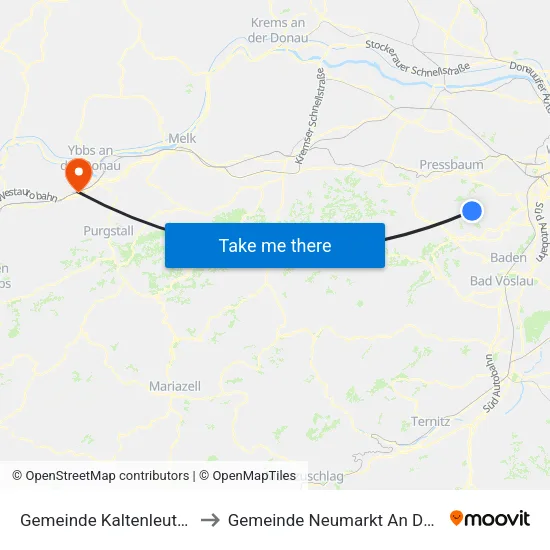 Gemeinde Kaltenleutgeben to Gemeinde Neumarkt An Der Ybbs map
