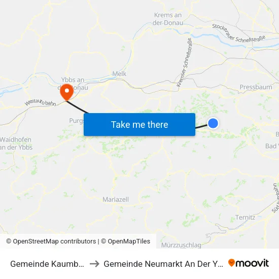 Gemeinde Kaumberg to Gemeinde Neumarkt An Der Ybbs map