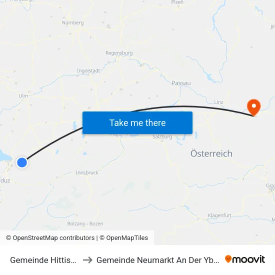 Gemeinde Hittisau to Gemeinde Neumarkt An Der Ybbs map