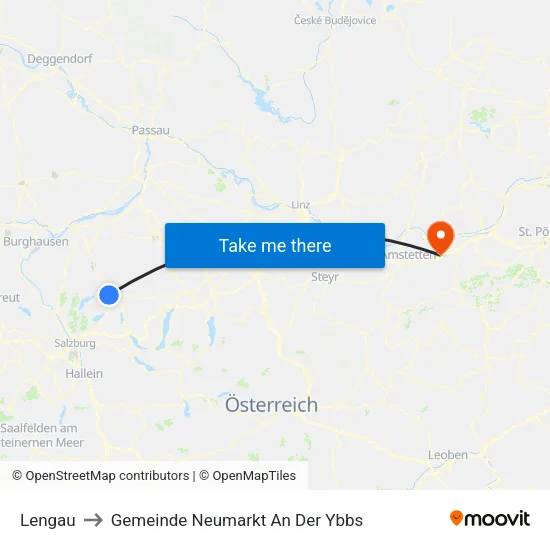 Lengau to Gemeinde Neumarkt An Der Ybbs map