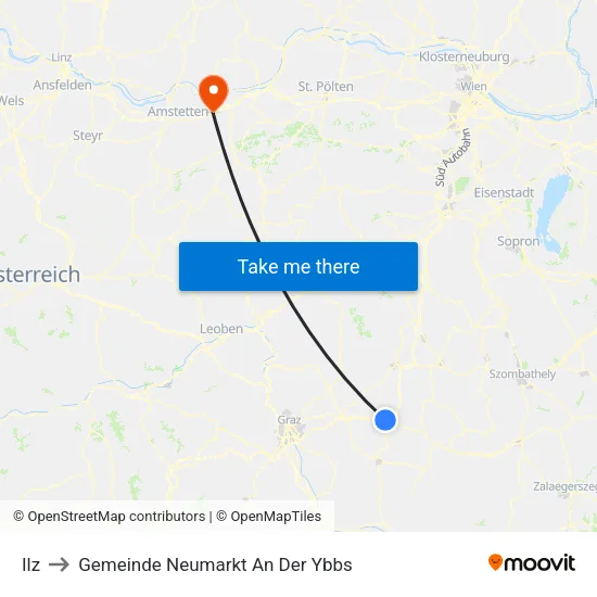 Ilz to Gemeinde Neumarkt An Der Ybbs map