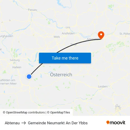 Abtenau to Gemeinde Neumarkt An Der Ybbs map