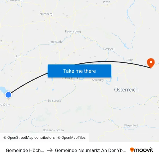 Gemeinde Höchst to Gemeinde Neumarkt An Der Ybbs map