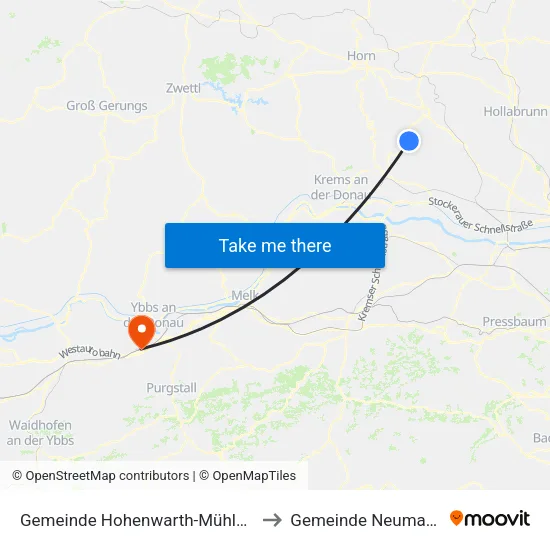 Gemeinde Hohenwarth-Mühlbach am Manhartsberg to Gemeinde Neumarkt An Der Ybbs map