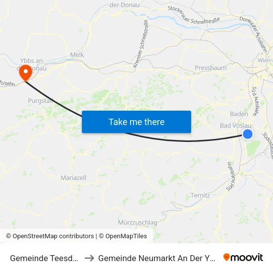 Gemeinde Teesdorf to Gemeinde Neumarkt An Der Ybbs map