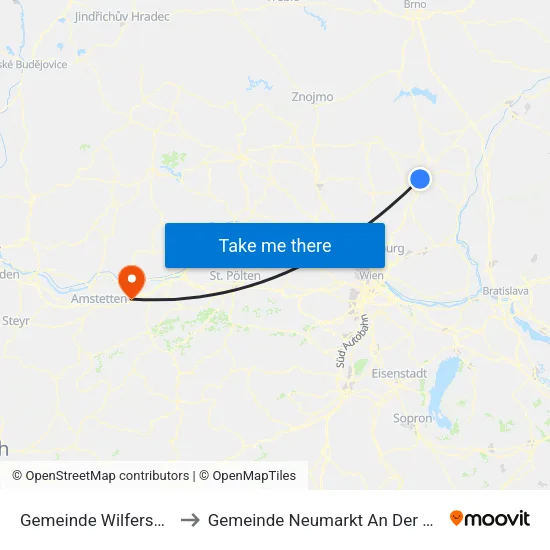 Gemeinde Wilfersdorf to Gemeinde Neumarkt An Der Ybbs map