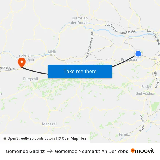 Gemeinde Gablitz to Gemeinde Neumarkt An Der Ybbs map