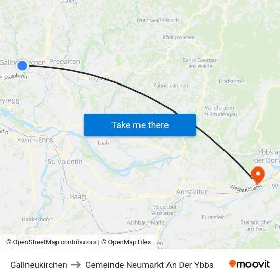 Gallneukirchen to Gemeinde Neumarkt An Der Ybbs map