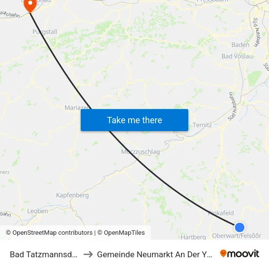 Bad Tatzmannsdorf to Gemeinde Neumarkt An Der Ybbs map