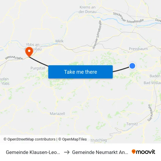 Gemeinde Klausen-Leopoldsdorf to Gemeinde Neumarkt An Der Ybbs map