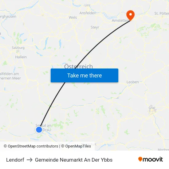 Lendorf to Gemeinde Neumarkt An Der Ybbs map