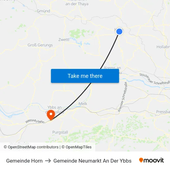 Gemeinde Horn to Gemeinde Neumarkt An Der Ybbs map