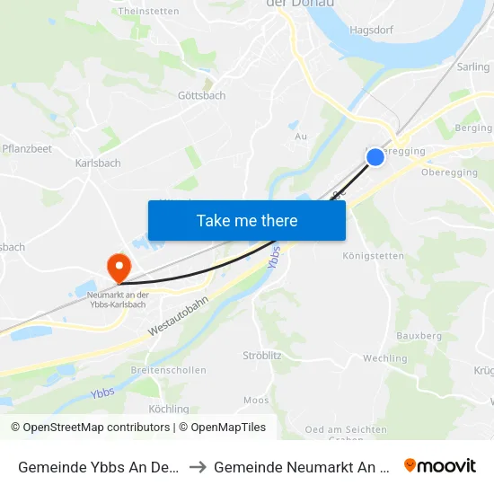 Gemeinde Ybbs An Der Donau to Gemeinde Neumarkt An Der Ybbs map