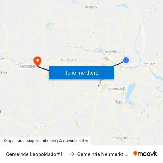 Gemeinde Leopoldsdorf Im Marchfeld to Gemeinde Neumarkt An Der Ybbs map