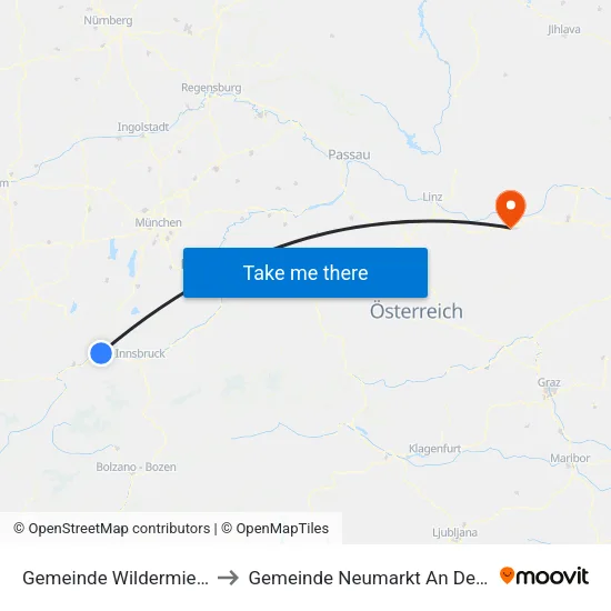 Gemeinde Wildermieming to Gemeinde Neumarkt An Der Ybbs map