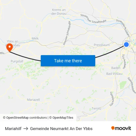 Mariahilf to Gemeinde Neumarkt An Der Ybbs map