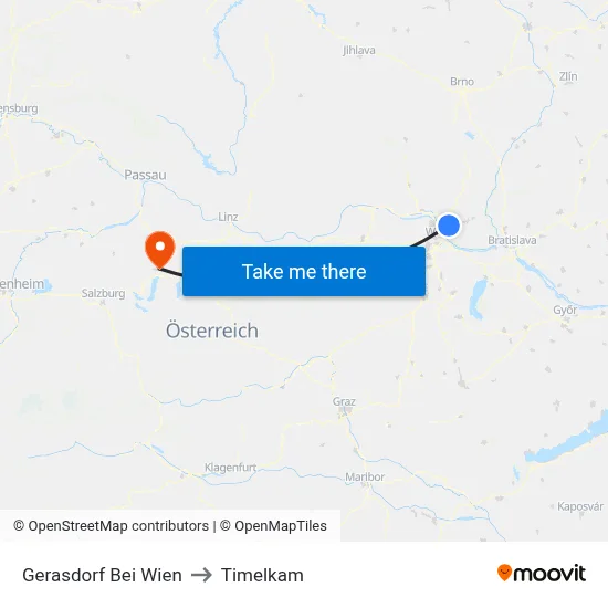 Gerasdorf Bei Wien to Timelkam map