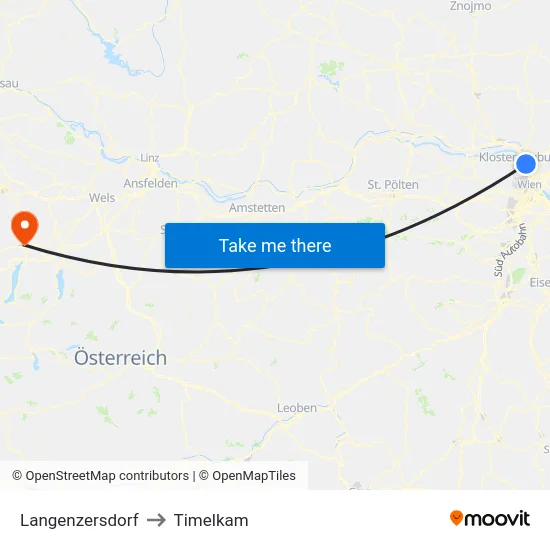 Langenzersdorf to Timelkam map