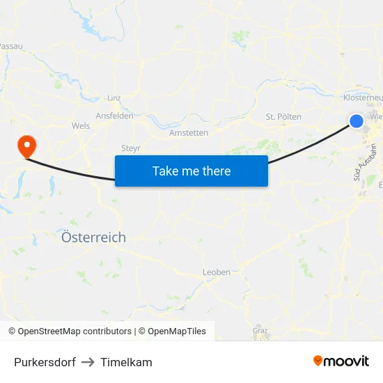 Purkersdorf to Timelkam map